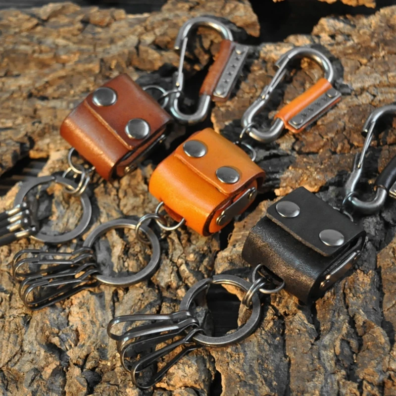 

1 Pc Vintage Punk Dice Pack Cowhide Leather Keychain Metal Loop Key Ring Fob Belt Bag Car Key Holder Keyring Gifts Jewelry