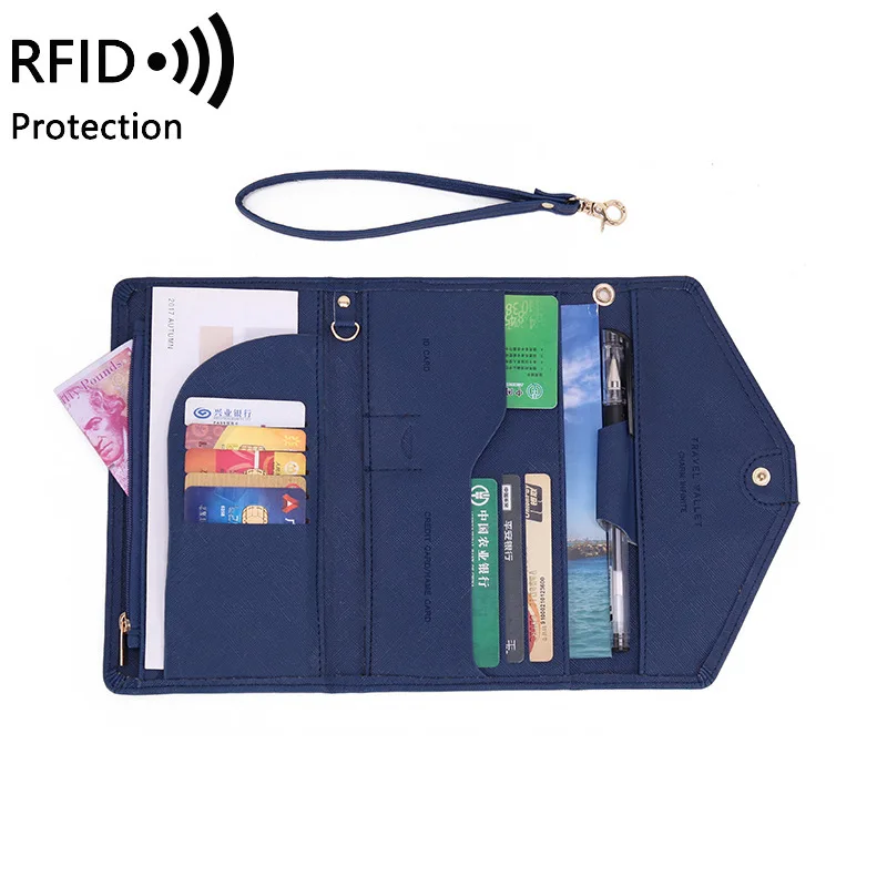 

New Wallet Women's Tri-Fold Multi-Function Travel Passport Bag RFID Passport Book Bag Multi-Function Card ID Card Holder