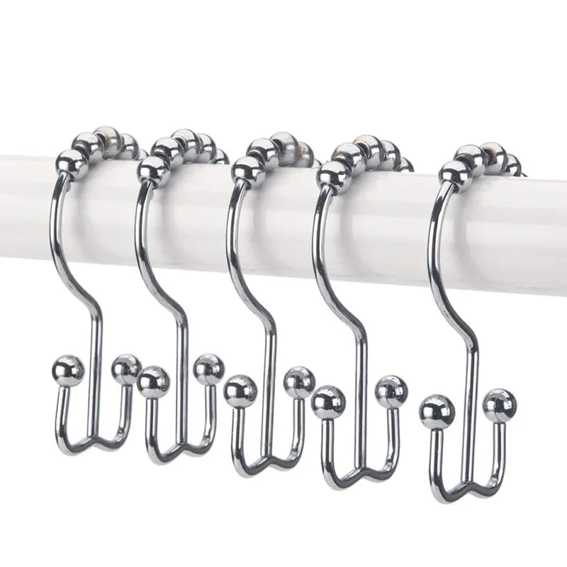 

12 Bath Curtain Hook Stainless Steel Mountain Double Hook Bathroom Hook Curtain Hook Home Decoration Accessories