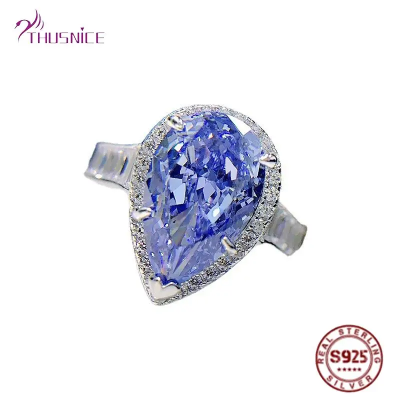 

Hot Sale 100% 925 Sterling Silver Ring 8*13mm High Carbon Diamond Bride Rings Sparkling Wedding Party Silver 925 Jewelry Gifts
