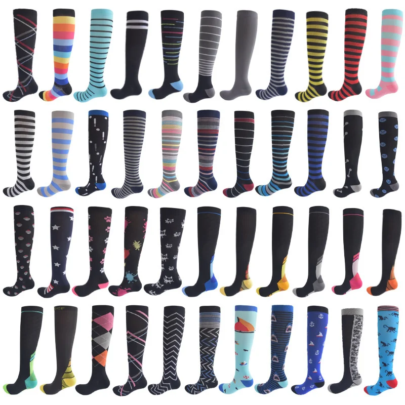 

Men Women Compression Socks Tube Stripe Unisex Outdoor Running Cycling Fit Varicose Veins Edema Diabetes Pressure Stockings