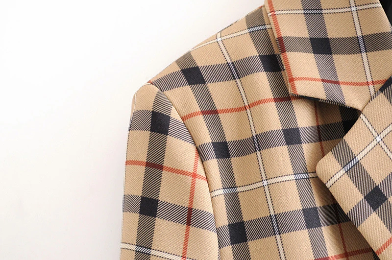 Женский клетчатый Блейзер винтажный блейзер в стиле оверсайз элегантный офисный