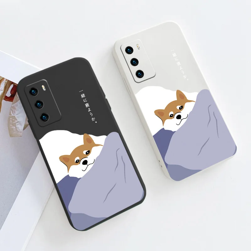 

Sleeping Shiba Inu Silicone Phone Case For Huawei P40 P50 P30 P20 Pro Lite Mate 40 30 20 Pro Lite Nova 5t Y7A Soft Back Cover