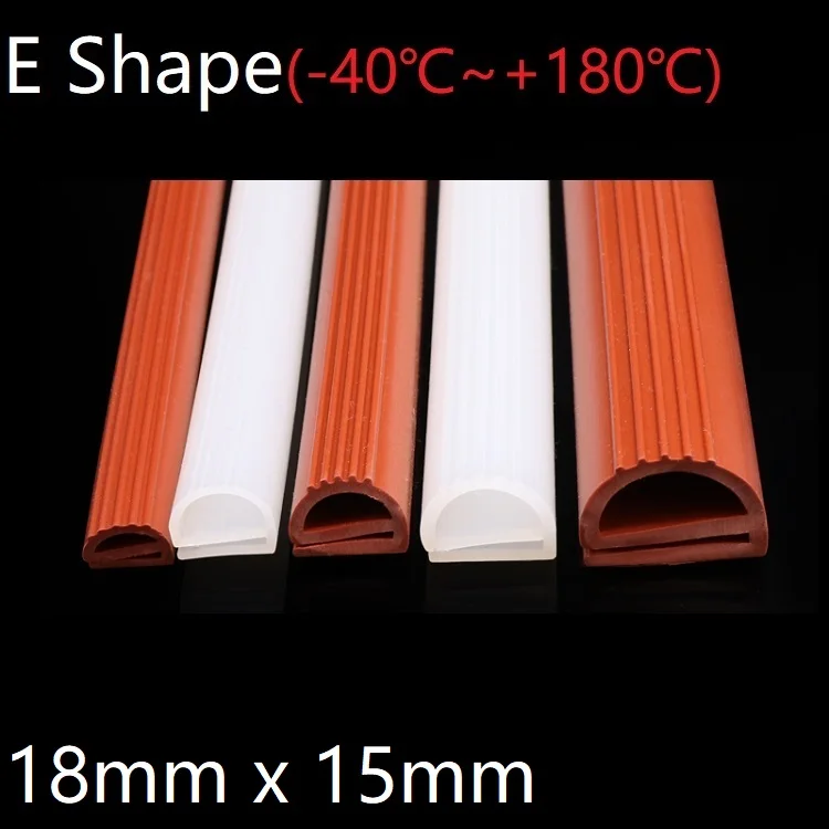 

E Shape Seal Strip 18mm x 15mm Soft Silicone Rubber Car Sealing Bar Oven Freezer Door Steaming Machine Weatherstrip Red White