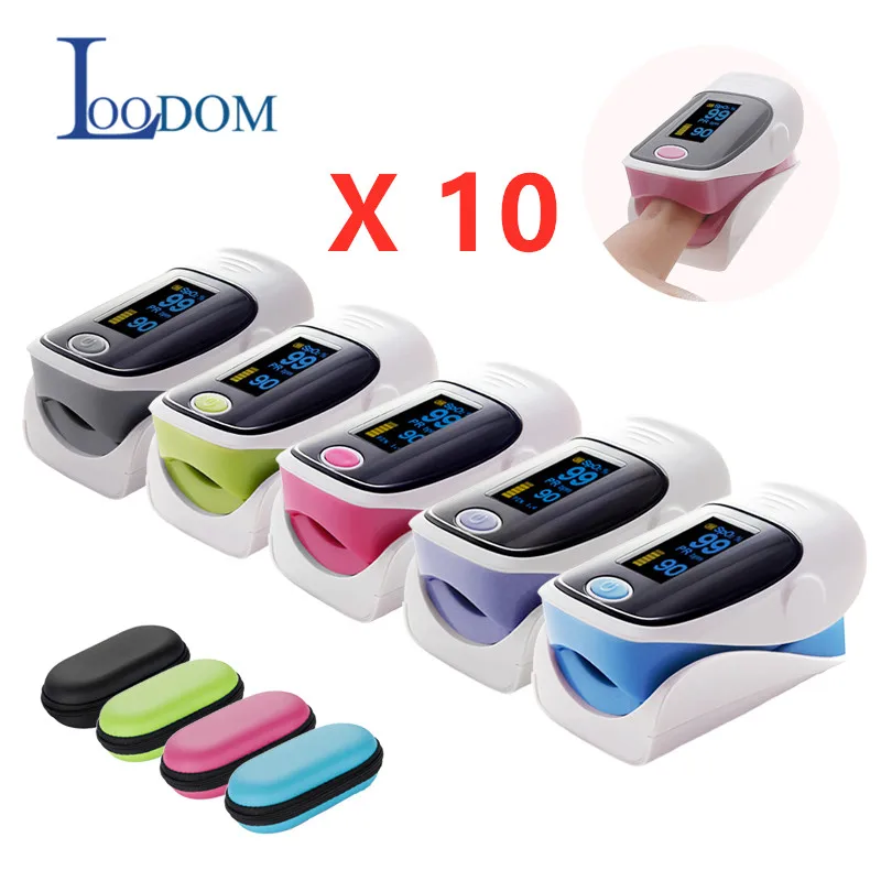 10 шт. Пальчиковый пульсоксиметр с OLED дисплеем чехол для