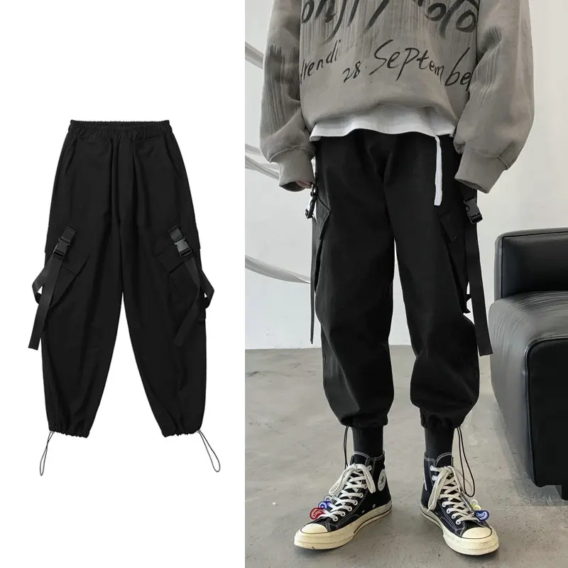 Мужские брюки карго в стиле хип хоп повседневные свободные с множеством карманов