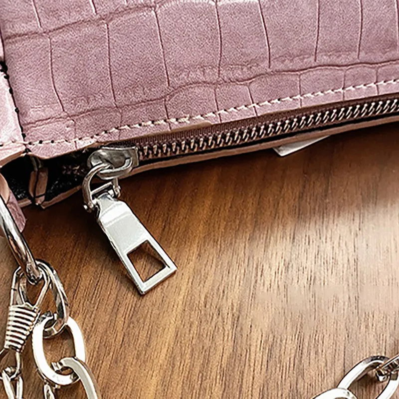 

PU Leather Handbag Ladies Faux Crocodile Pattern Shoulder Crossbody Bag Women Solid Color Zipper Coin Purse Tote