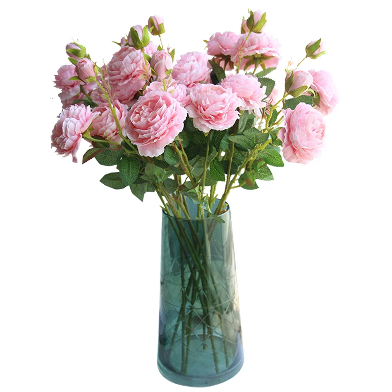 

3 head peony bouquet single flower design fake flower home furnishings living room table decoration floral design