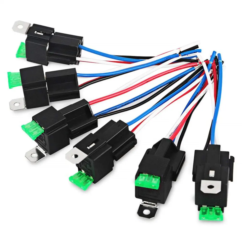 

6 Packs 30A Fuse Relay Switch Wiring Harness Set 14 AWG HOT Wires 4-pin 12V DC Spst Automotive Electrical Appliances
