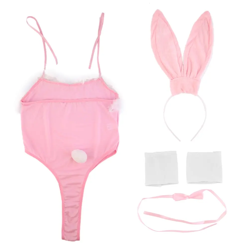 

Costume Cosplay Sexy Hot Fancy Bunny Rabbit Lingerie Full Set Halter Dress Temptation Baby Doll Uniform Party Black/Pink hot