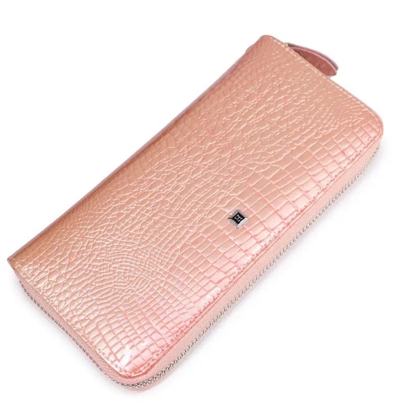 pink HH Модные женские кошельки и кошельки, женские кошельки на ремешке, Женский Длинный кошелек на молнии, Дамский кошелек для удостоверения личности, портмоне, Аллигатор, клатч - Цвет: pink