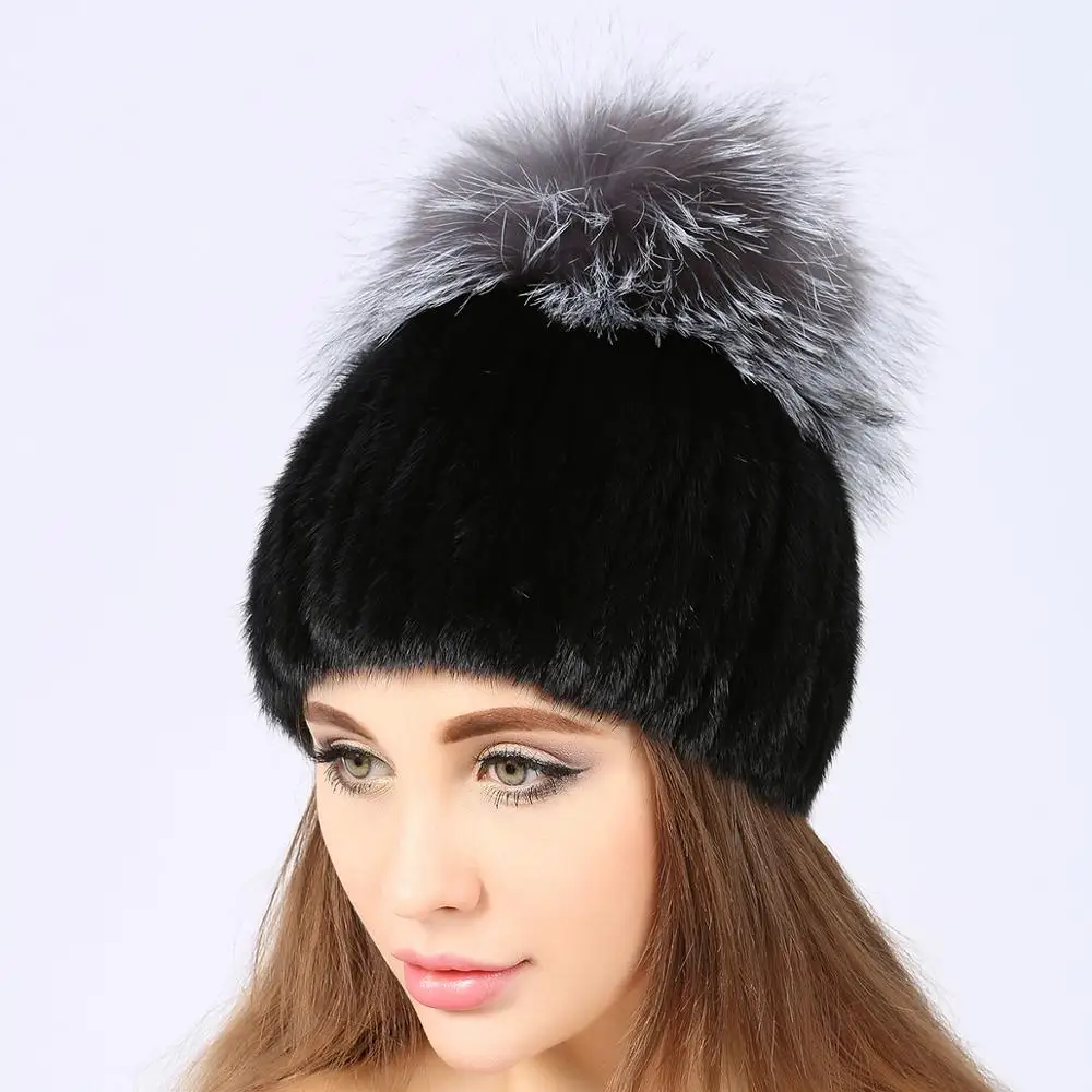 2019 новый дизайн Серебряная лиса норка меховая Вертикальная шапка норковая для