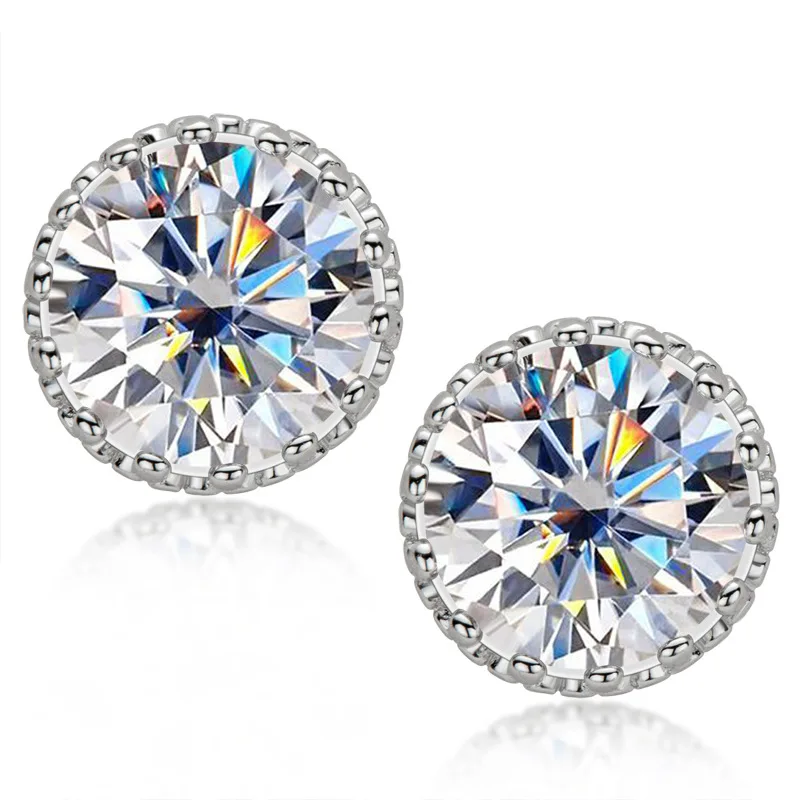 

EarringReal D Color Moissanite New Edge Style Stud Earrings For Women Top Quality 100% 925 Sterling Silver Wedding JewelryRings