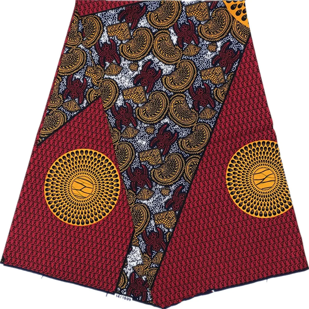 

2021 Latest Nigerian Real African Wax Print Fabric High Quality 100% Cotton Ankara Wax Nigeria Ghana style Clothing 6yards