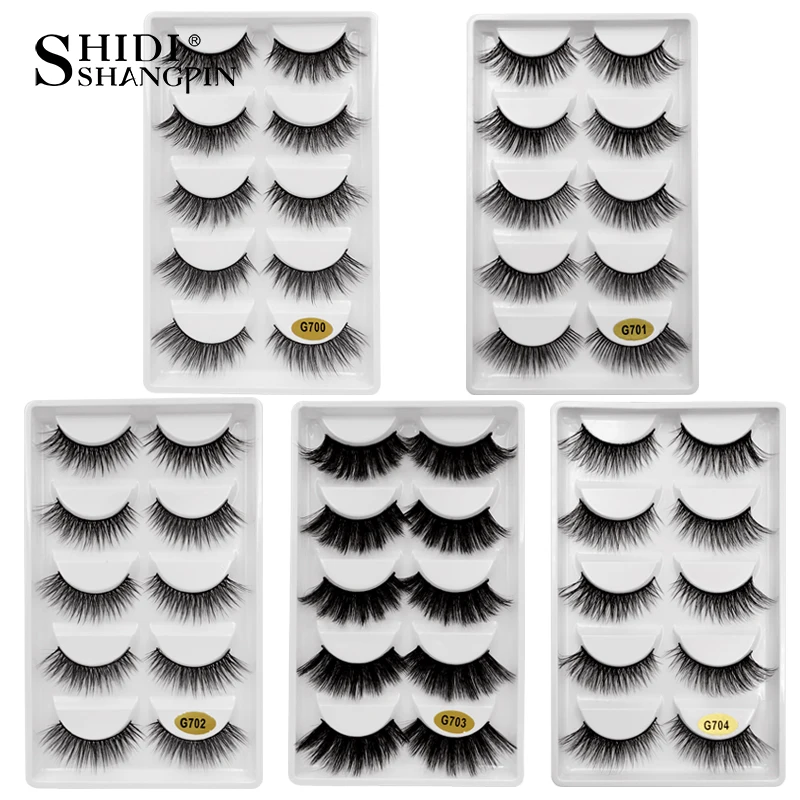

5 Pairs Handmade Eyelashes 3D Soft Mink Hair False Lashes Natural Long Wispy Makeup Fake Eye Lashes Extension Tools Supplies