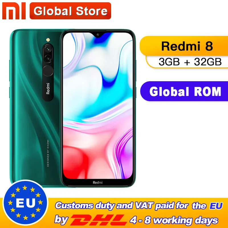 Смартфон Xiaomi Redmi 8 с глобальной прошивкой 3 ГБ 32 Восьмиядерный процессор Snapdragon 439