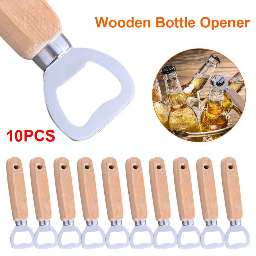 

Modern Rubber Wood Handle Bottle Opener Kits for Wine Handheld Tools Home Kitchen Tools Openers Supplies Wine Accessories 10Pcs