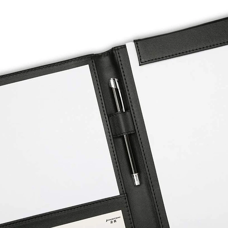 

Professional A4 Pu Leather Padfolio / Resume Portfolio Files Folder Document Storage Holder Writing Pad ( Black)
