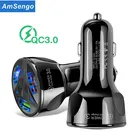 Автомобильное зарядное устройство Amsengo с USB-портом, быстрая зарядка 3,0 типа C, быстрая зарядка, адаптер, автомобильное зарядное устройство для iPhone, Huawei, Xiaomi, Samsung