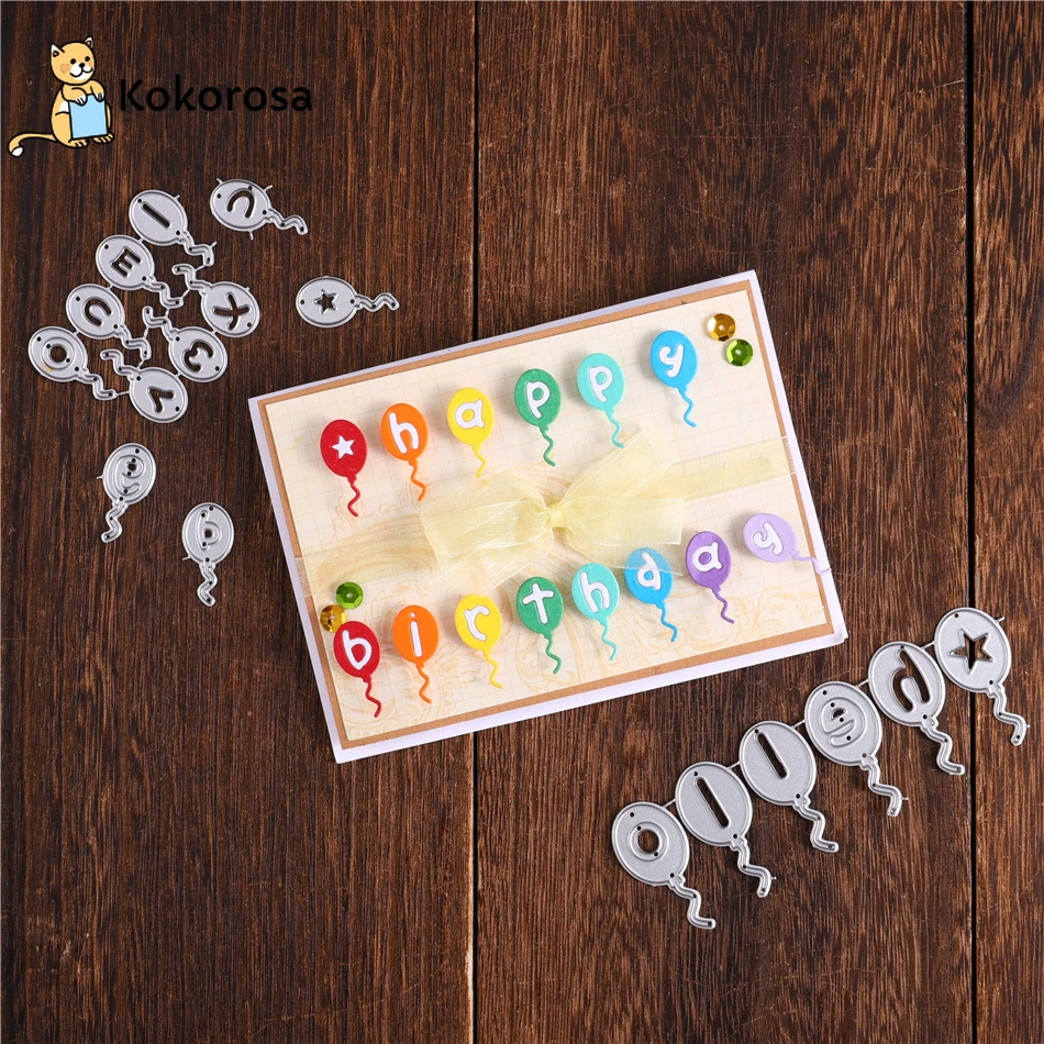 

Kokorosa Alphabet Abc Balloon Metal Cutting Dies Hello Stencils Die Cut New for DIY Scrapbooking Album Paper Card Embossing