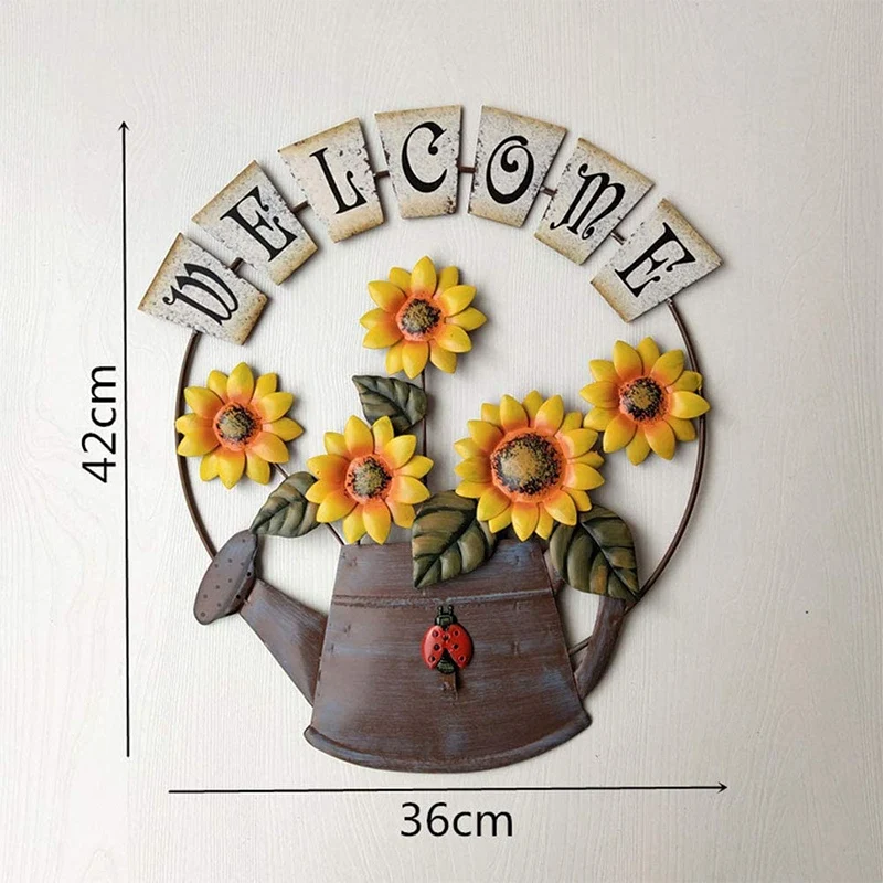 

Garden Sunflower Welcome Sign Vintage Metal Welcome Sign for Front Door Hanging Metal Welcome Wall Plaque
