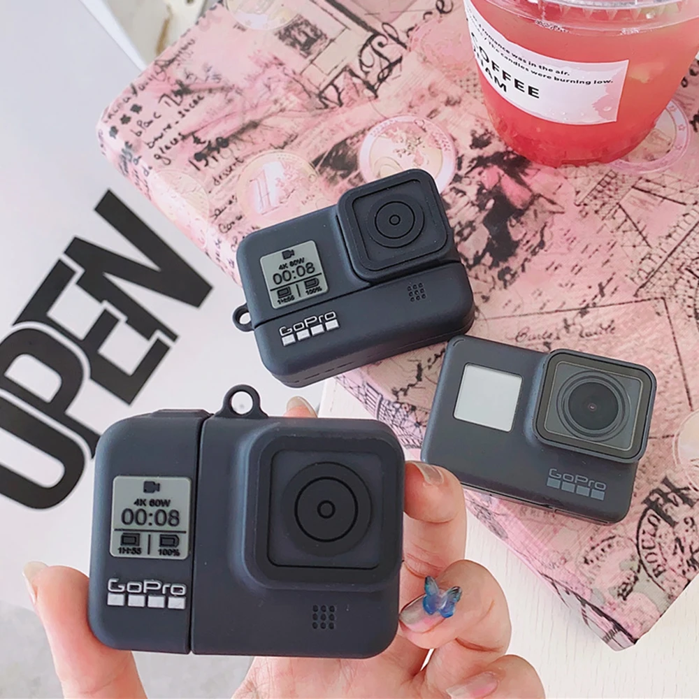 

Luxury Extreme Sports Camera Gopro Wireless Bluetooth Earphone Case For AirPods Pro 2 1 Cute Fashion 3D Box soft Headset cover