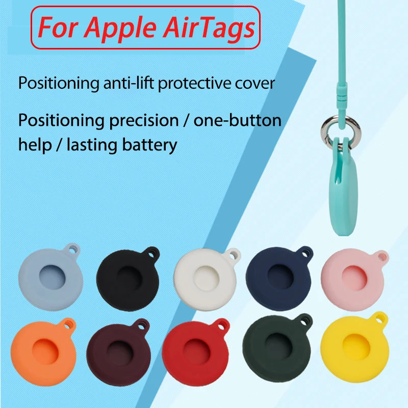 

With Lanyard For Apple Airtags Liquid Silicone Protective Sleeve For Apple Locator Tracker Anti-Lost Keychain Protective Sleeve