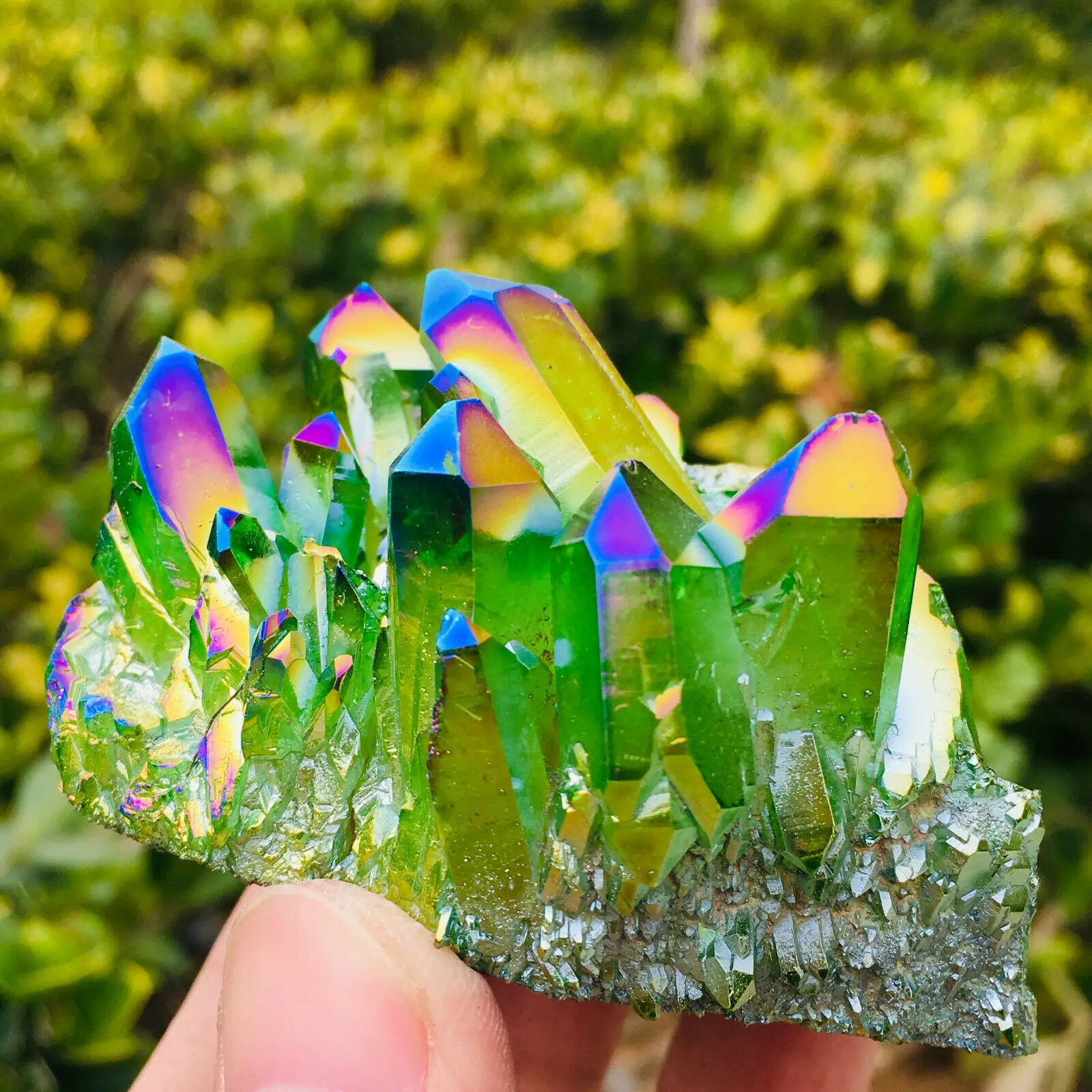 Аура Кристалл кластерный Ангел титановый Кварцевый Потрясающие радужные