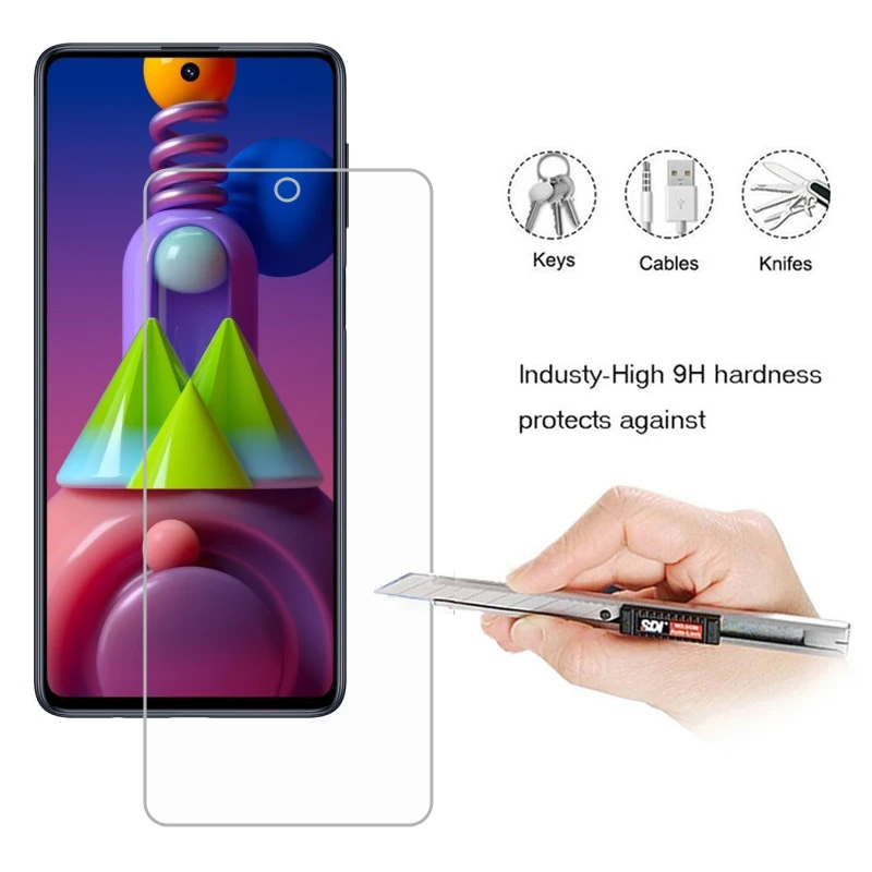 Закаленное стекло для Samsung Galaxy M51Screen Protector on M51 защитная стеклянная пленка Cristal