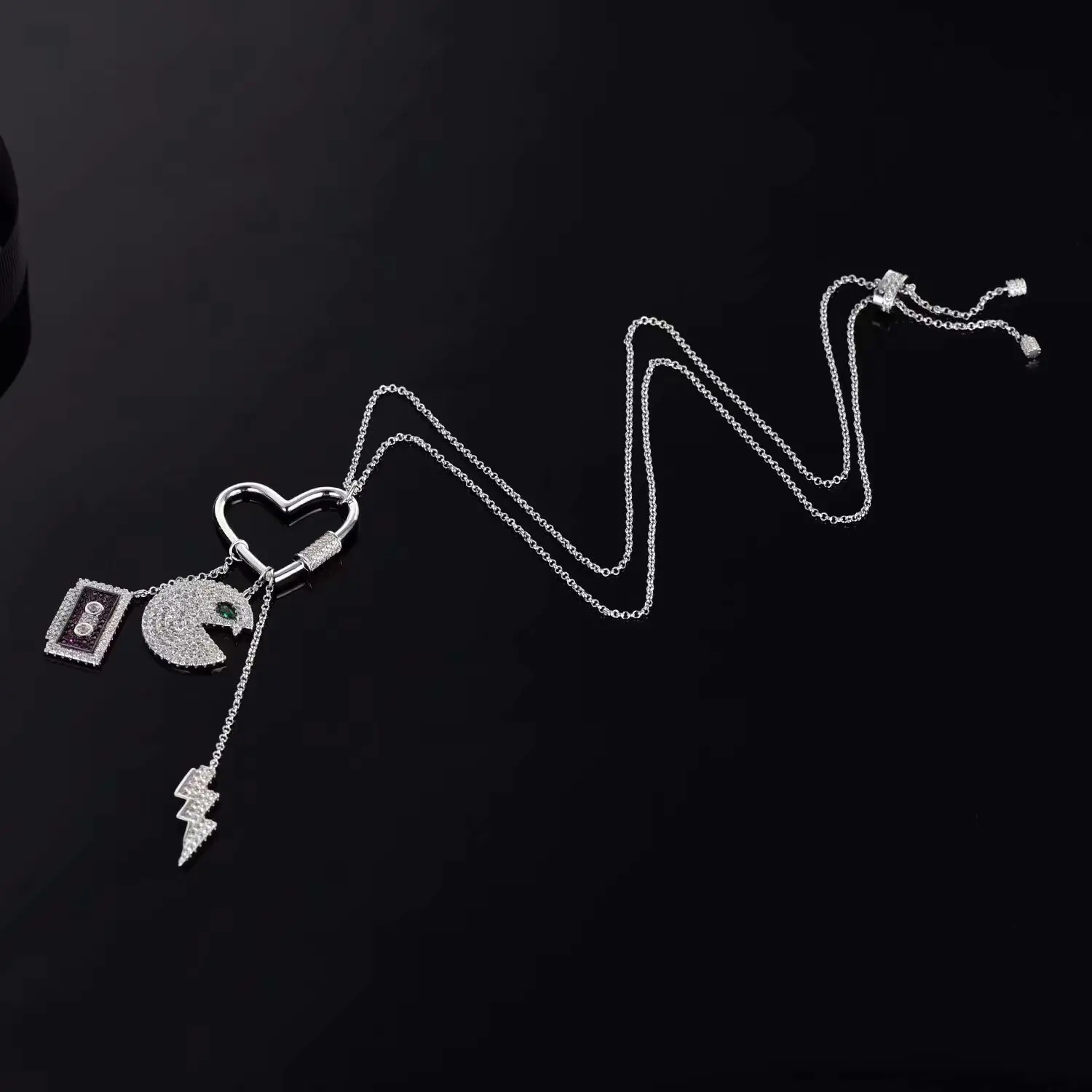 Женское длинное ожерелье в стиле Monaco из стерлингового серебра 925 пробы с молнией