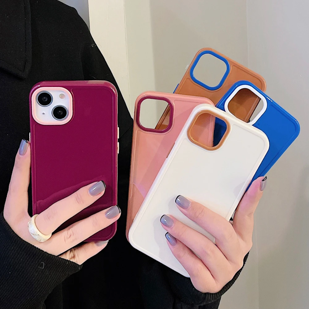 

Luxury Solid Color Silicone Shockproof Phone Case For iPhone 13 11 12 Pro XR X Xs Max iPhone11 8 7 Plus Protective Glossy Cover