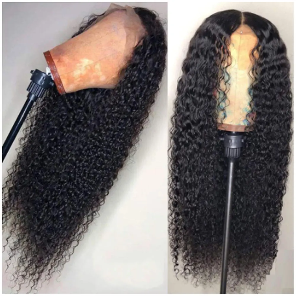 4X4 вьющиеся человеческие волосы парики предварительно сорванные с волосами