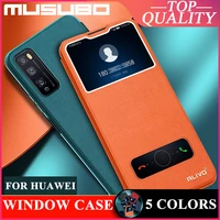 musubo luxury case for huawei honor 30 lite v30 20 pro play 4 3 x10 9x window cover nova 7 se 6 se fundas genuine leather soft