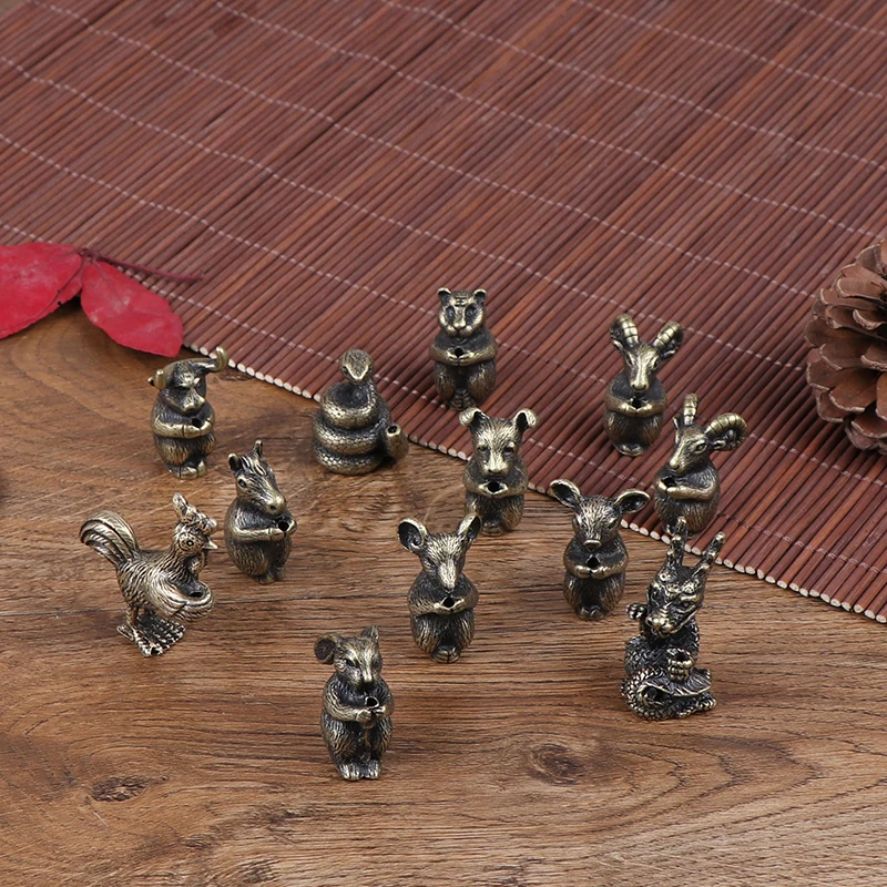 Мини латунная китайская статуя зодиака украшение орнамент скульптура ладан