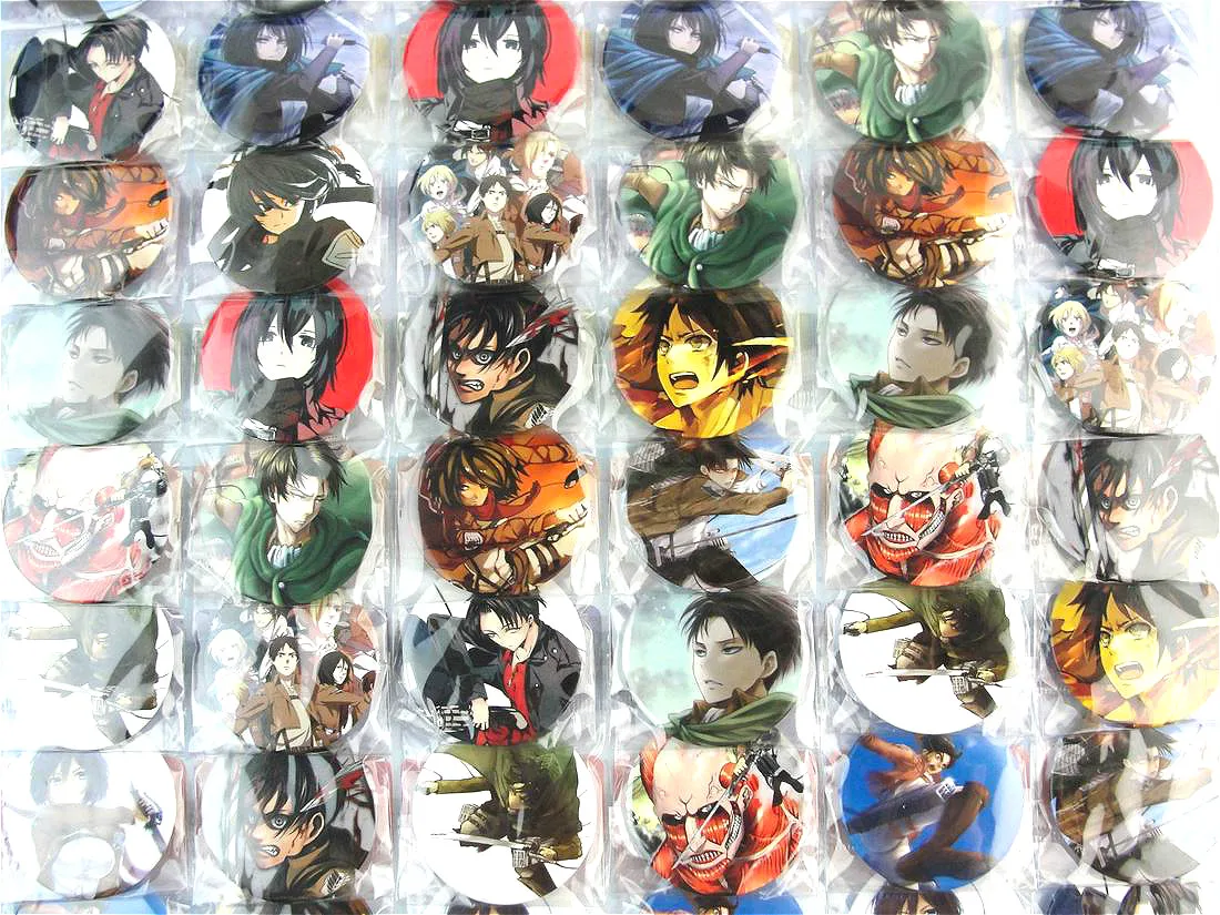 Бесплатная доставка Аниме атака на Титанов Кнопка значок вечерние подарки 45 мм (48