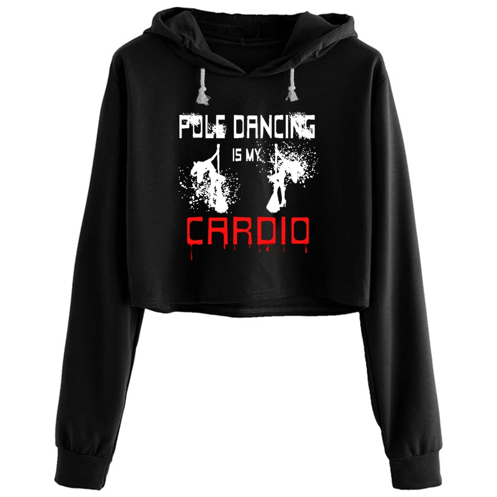 

Pole Dance Crop Hoodies Women Goth Grunge Harajuku Anime Pullover For Girls