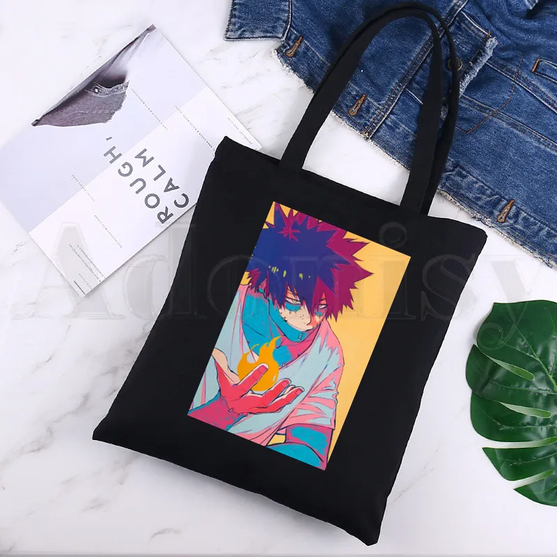 

MHA Merch аниме Dabi черные холщовые сумки для покупок для девочек модная повседневная упаковка ручная сумка