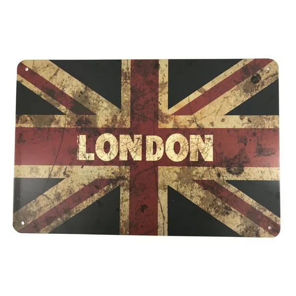 

British Flag London 12x8 Inches Pub Bar Beverage Beer Series Wall Decor Hanging Metal Tin Sign Plaque