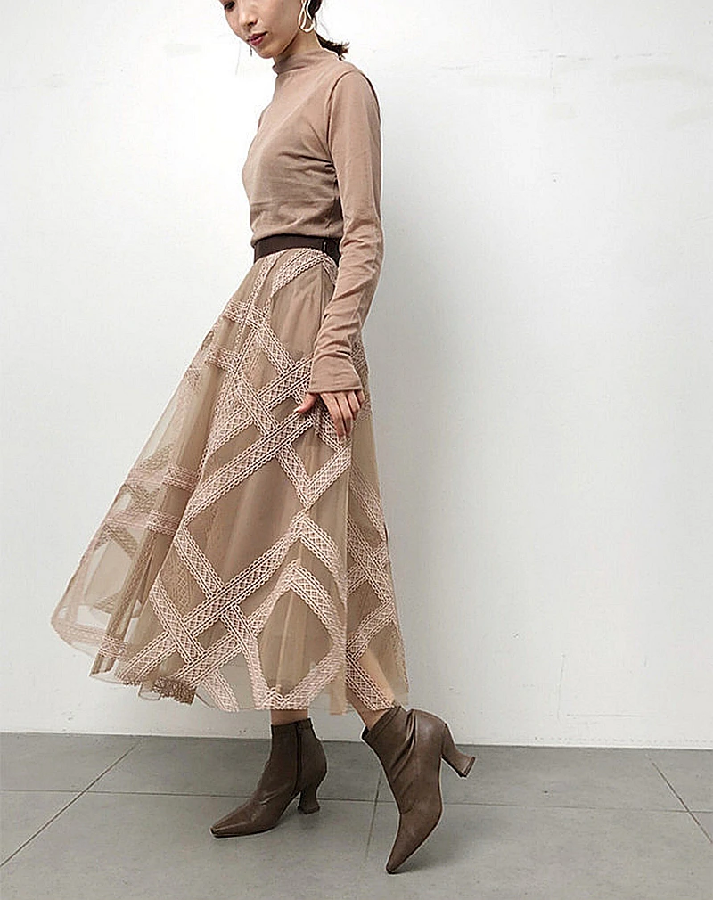 Осень-зима 2020 японский новый продукт универсальная кружевная сетчатая юбка с