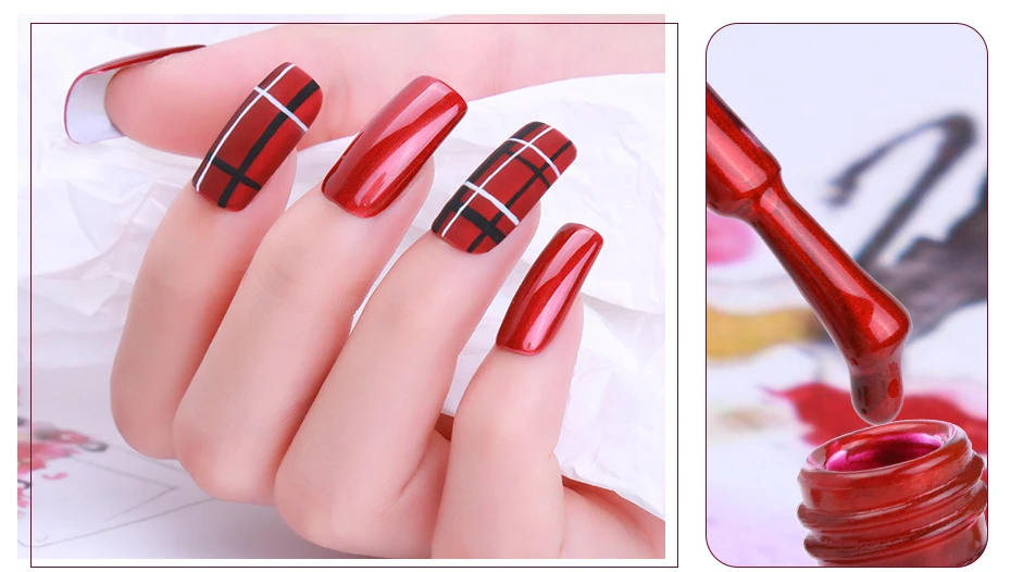 HNM Newest Metallic UV Gel Nail Polish DIY Narl Art Soak Off Hybrid Varnish LED Lamp Semi Permanent Paint Lucky Lacquer Enamel