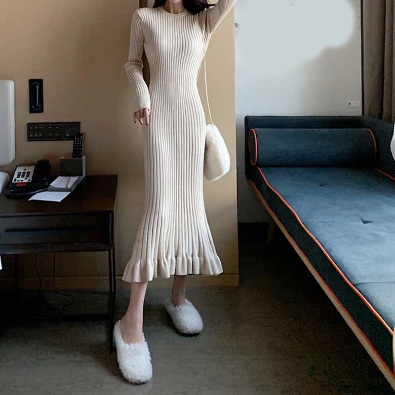 RealShe свитер с длинным рукавом женский круглый вырез длинный рукав однотонный