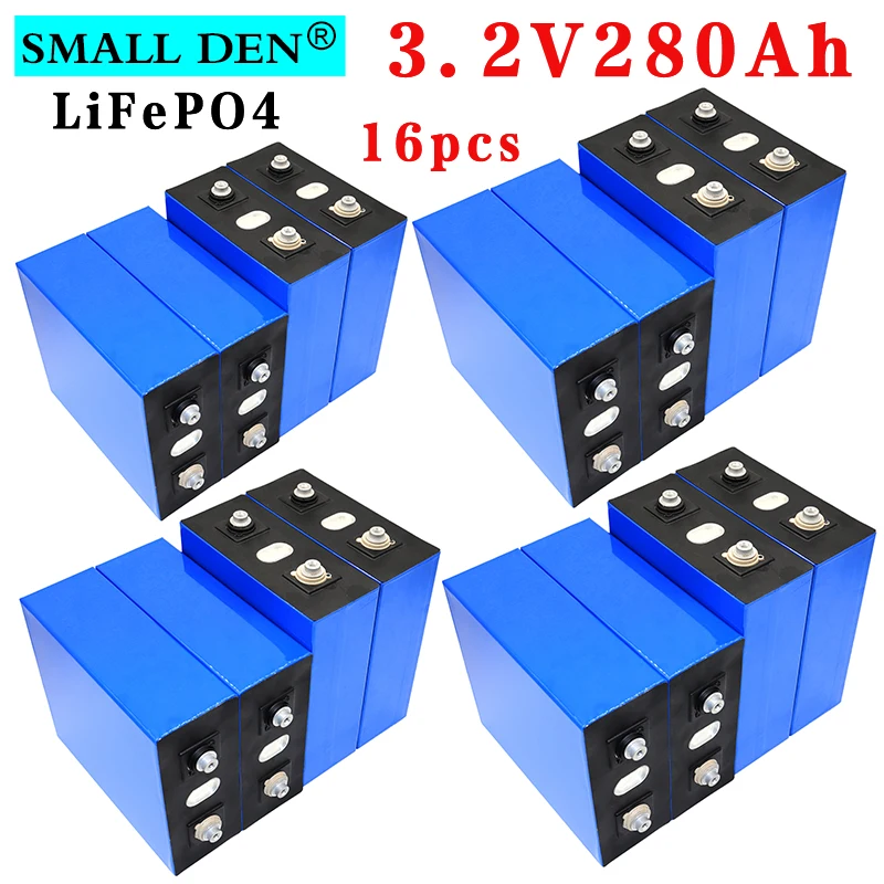 

16PCS 3.2V 280Ah Lifepo4 Rechargeable battery 3C High current DIY12V 24V Solar storage system Electric car RV Golf cart Tax-Free