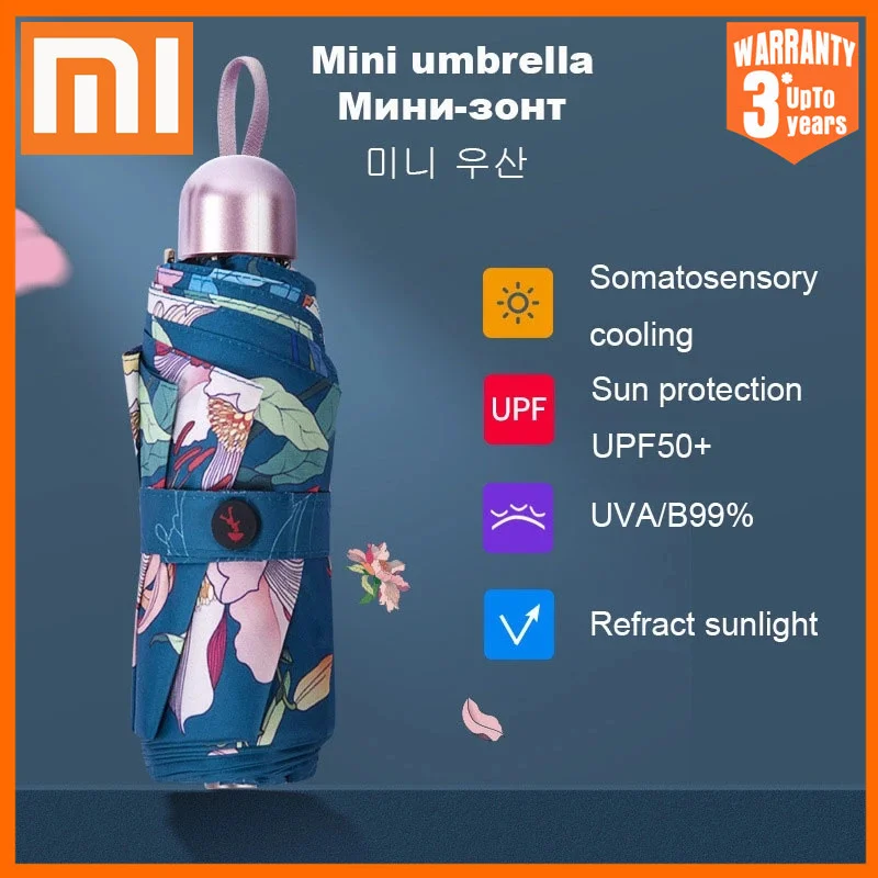 

Xiaomi Mini Pocket Umbrella Luxury Anti Uv Paraguas Sun 8 Ribs Umbrella Rain Windproof Light Folding Portable Women Umbrellas