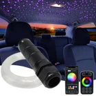 12 В постоянного тока, использование в автомобиле, Bluetooth приложение, 6 Вт, RGB, Пластиковый волоконно-оптический Звездный потолочный комплект светильников, 100 шт.150 шт.200 шт., 0,75 мм, 2 м, сенсорное радиоуправление