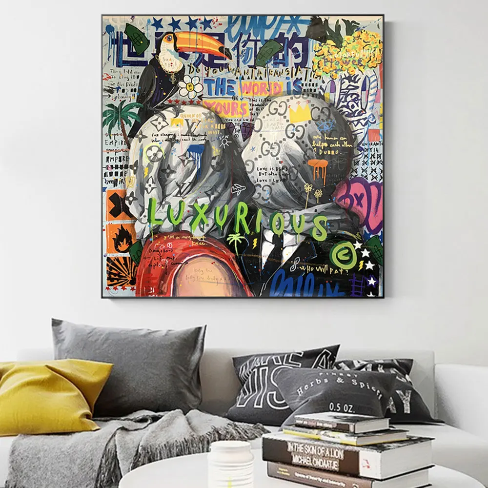 

Graffiti Lovers Kiss Rene Magritte Art Canvas Print Painting Famous Wall Picture Living Room Bedroom Home Decoration Poster