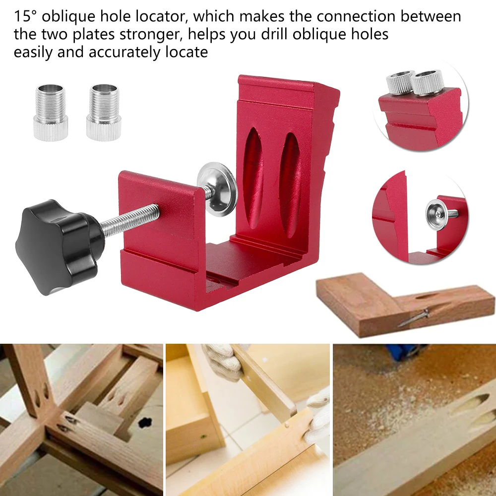 

47pcs Oblique Hole Locator Woodworking Positioner Drill Bits Pocket Hole Jig Kit 15 Degree Angle Drill Guide Set Carpentry Tools