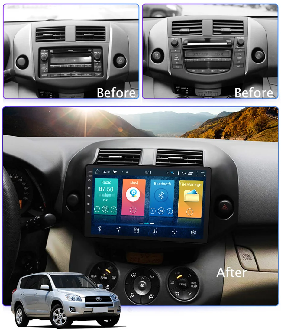 10 1 дюймовый 2.5D IPS HD мультисенсорный экран Android 2007 2 Гб ОЗУ 32 ПЗУ NAVI для Toyota RAV4 2012 с