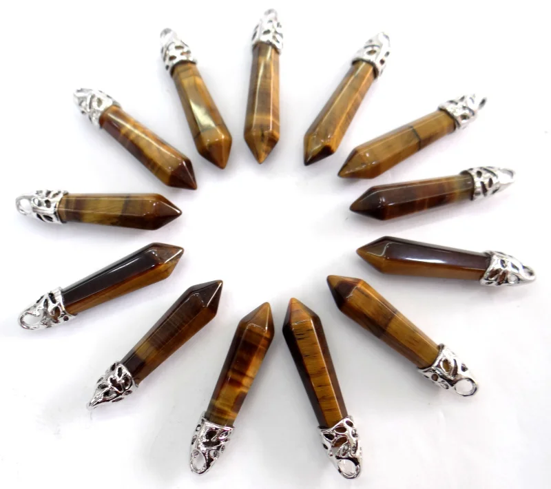 38*8MM Natural stone Quartz crystal amethysts Unakite Mix pillar chakra Pendant Jewelry making necklace for men woman 20pc | Украшения и