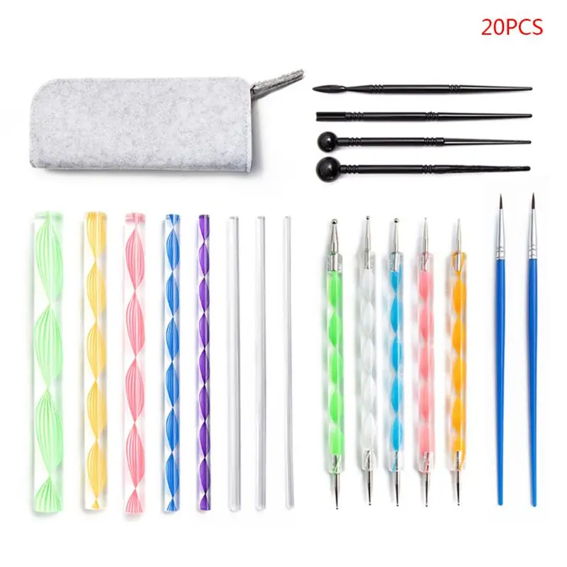

20pcs Mandala Dotted Tools Set for Painting Rock Acrylic Stick Hook Line Pen Kit K3KB
