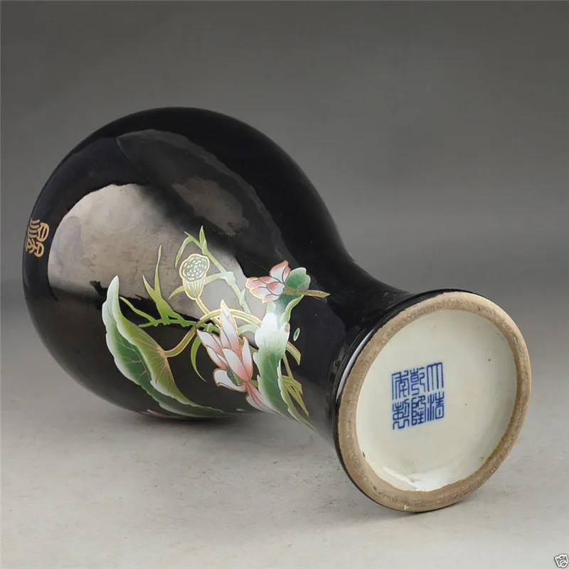 Черный и элегантность фарфор китайская старинная ручная роспись лотоса